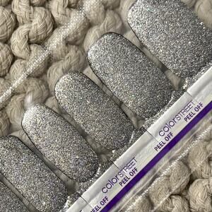 (NAKED) Color Street “Light Year” Gunmetal Grey Glitter Nail Strips